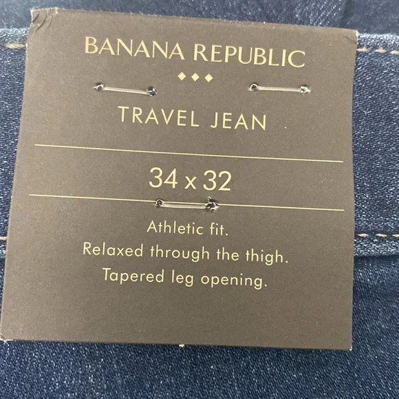 Banana Republic ATHLETIC TRAVEL JEAN - Color Indigo Rinse Wash - Size 34x32 - Picture 8 of 9